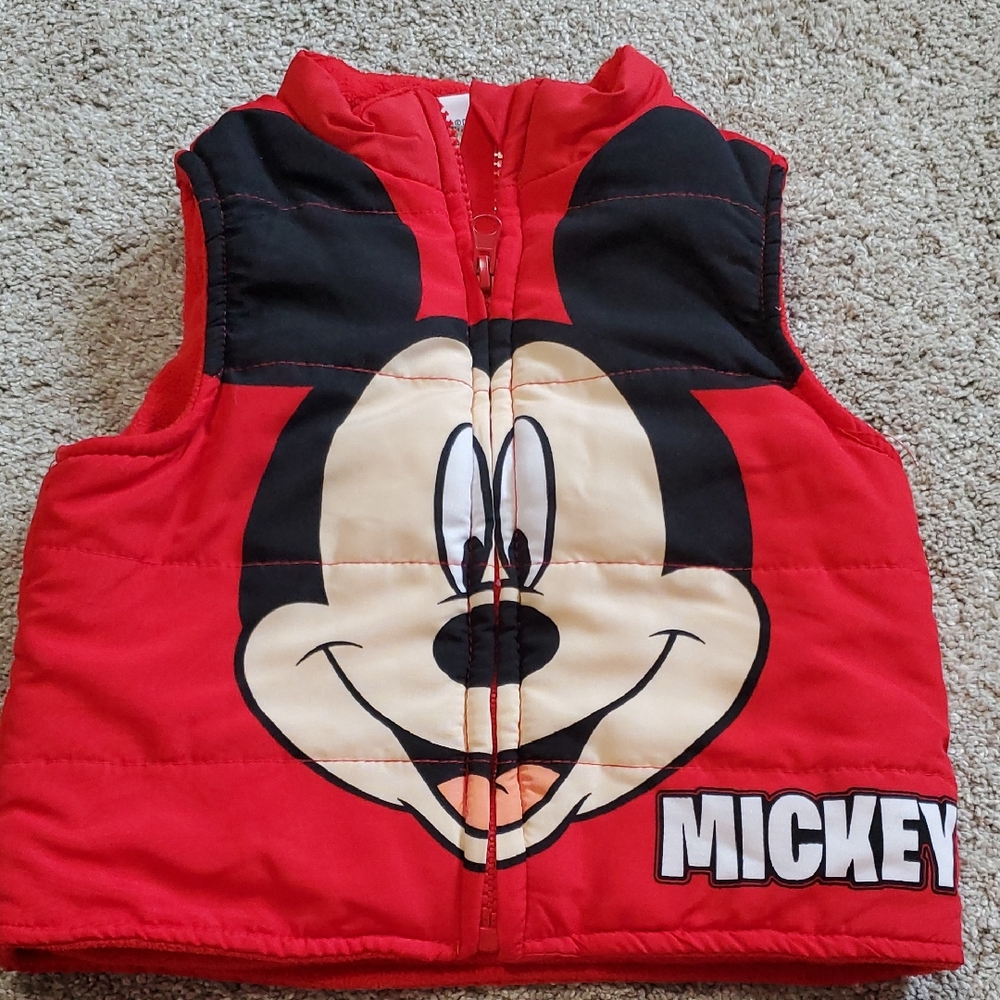 Disney Mickey Mouse Red and Black Puffer Vest. 2T